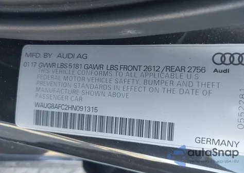 2017 Audi A6 2.0T Premium from USA, damaged, VIN WAUG8AFC2HN091315
